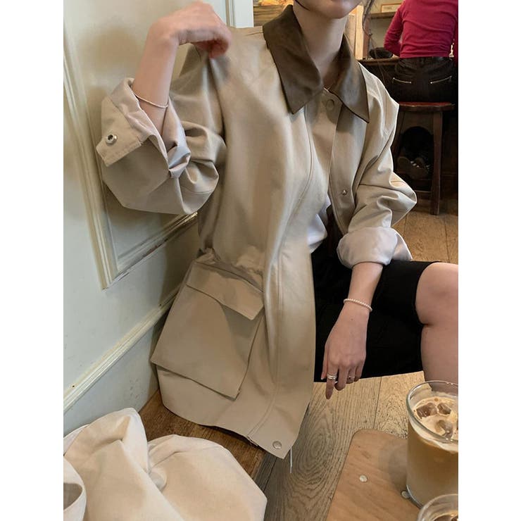 ベージュ | カラーコントラストの襟付きジャケット | Ulysses