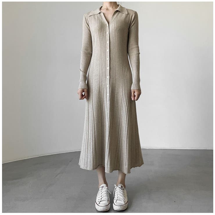 モカ | ボタンダウンニットワンピース | Ulysses