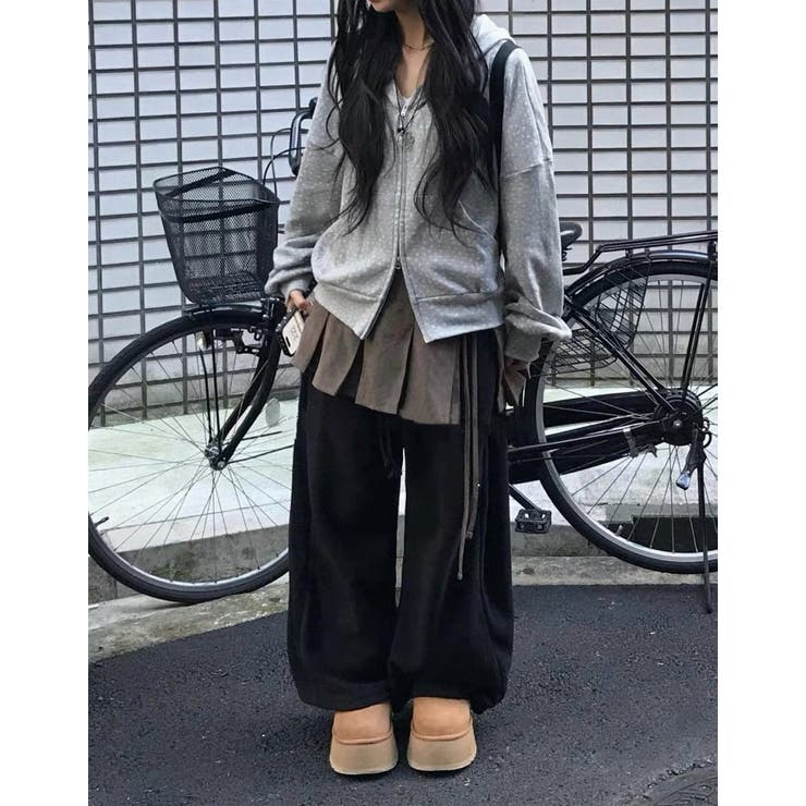 ライトグレー | フード付きプリントスウェットダブルジップジャケット | Ulysses