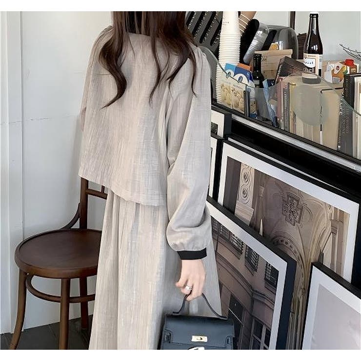 カラーコントラストの襟付きシャツジャケットスカートセットアップ | Ulysses | 詳細画像8 