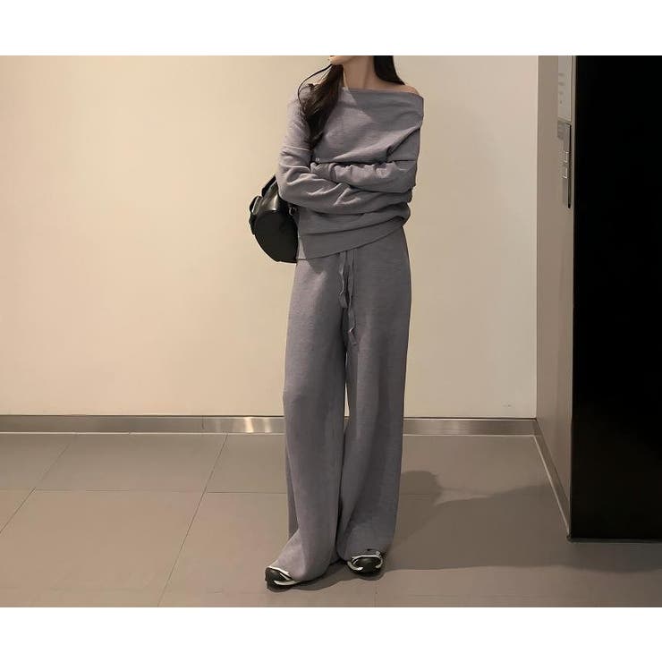 ボートネックニットトップスパンツセットアップ[品番：NTRW0011334