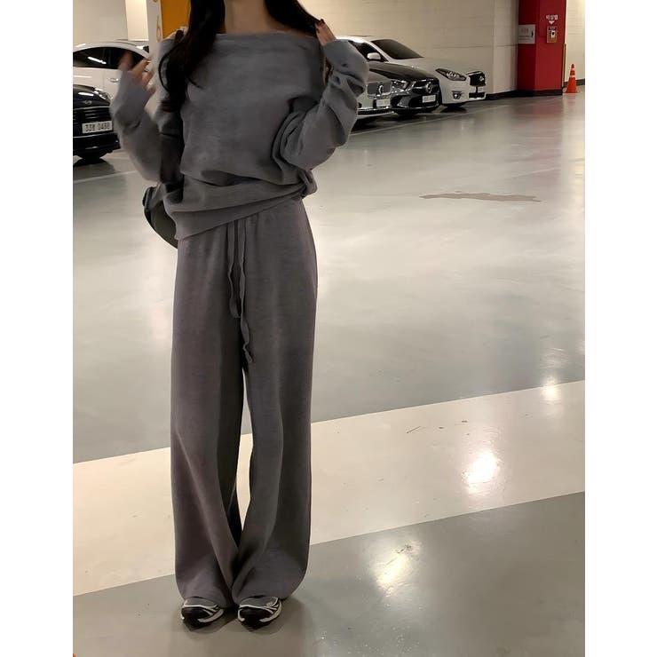 ボートネックニットトップスパンツセットアップ[品番：NTRW0011334