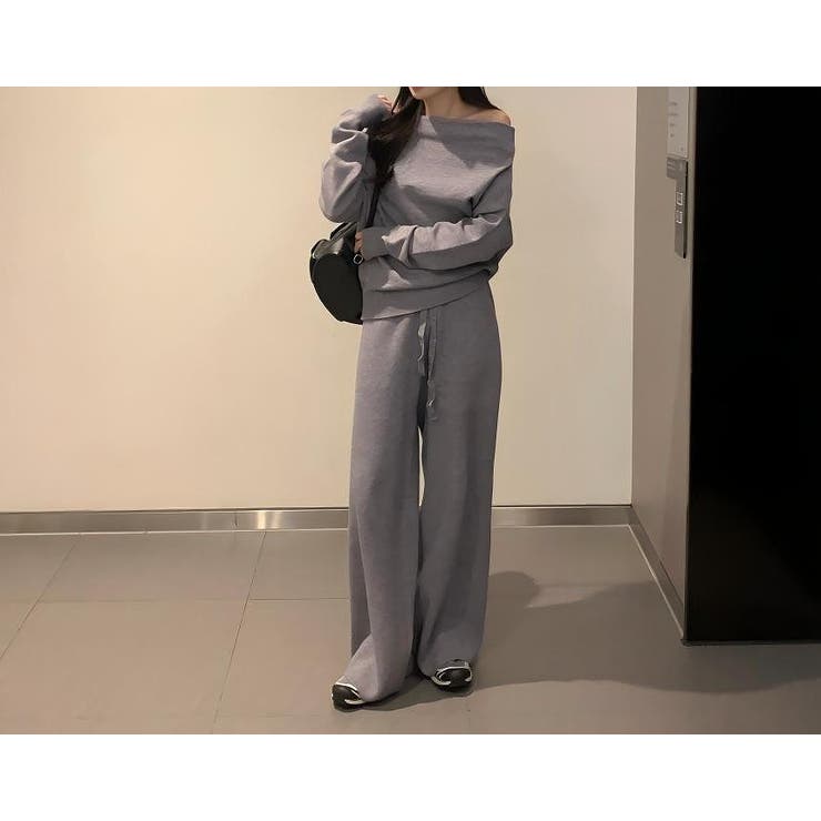 ボートネックニットトップスパンツセットアップ[品番：NTRW0011334