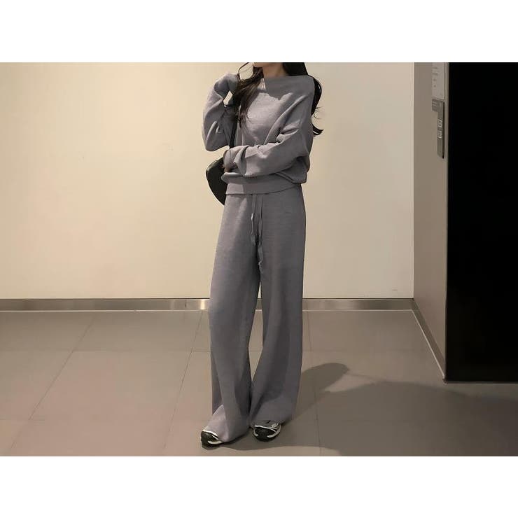 ボートネックニットトップスパンツセットアップ[品番：NTRW0011334