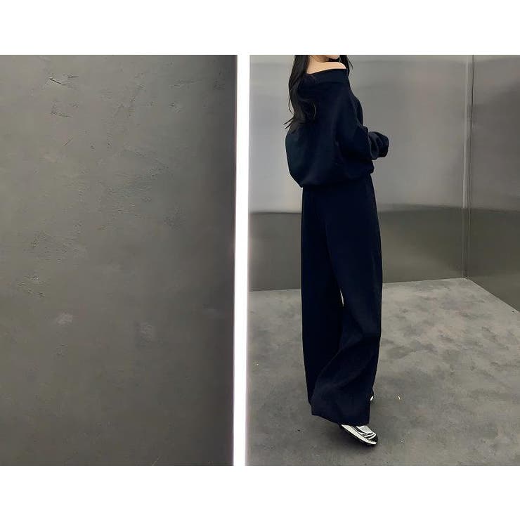 ボートネックニットトップスパンツセットアップ[品番：NTRW0011334