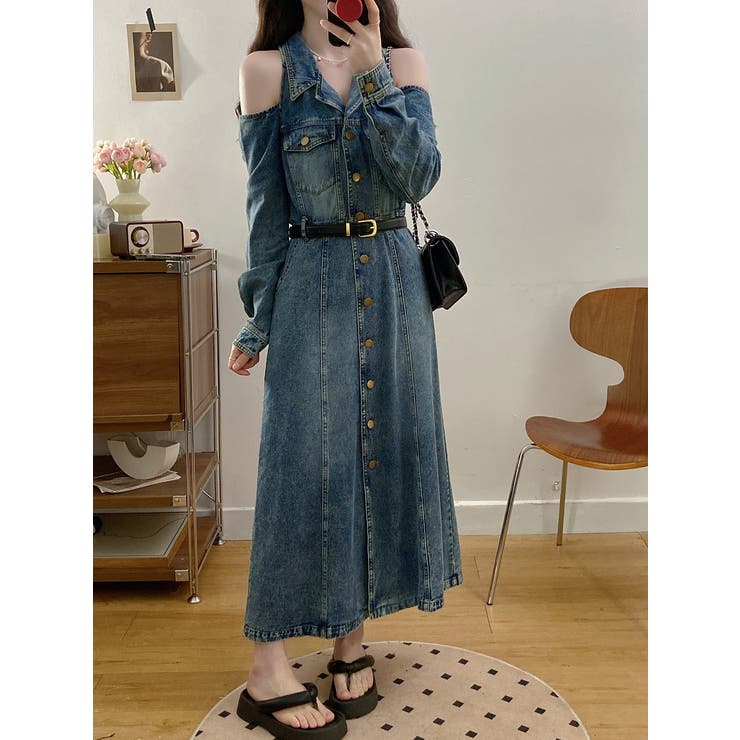 ブルー | デニムオフショルダーワンピース | Ulysses