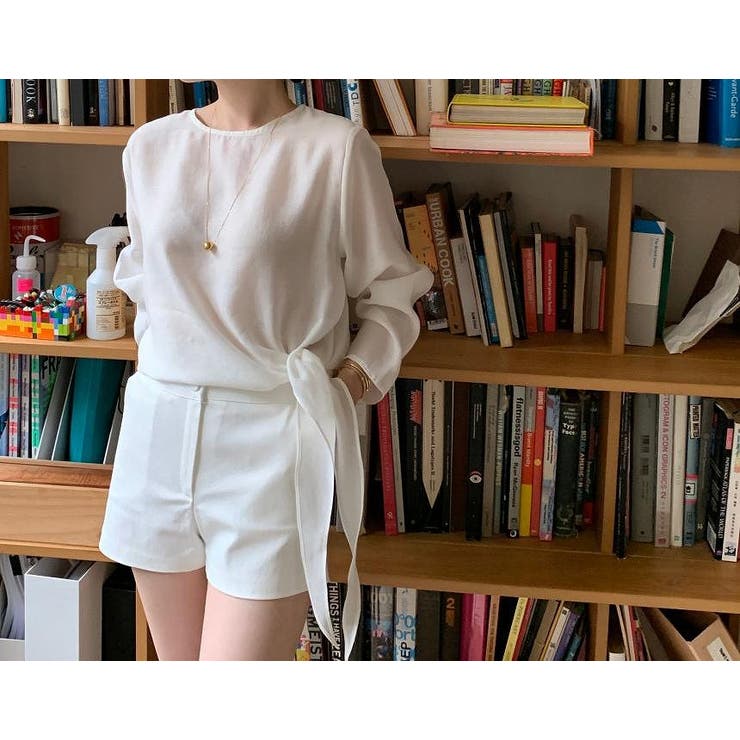 ホワイト | リボン長袖トップス | Ulysses