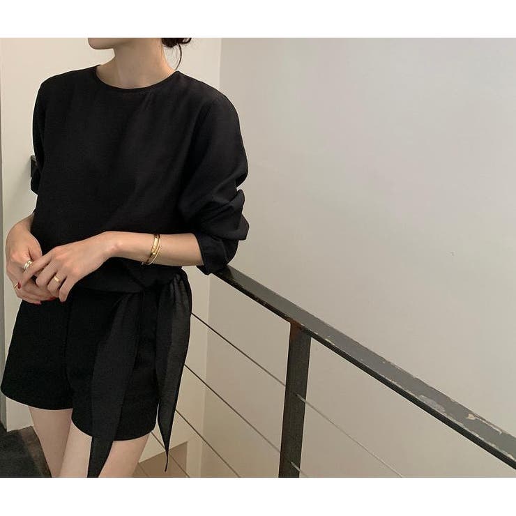 ブラック | リボン長袖トップス | Ulysses