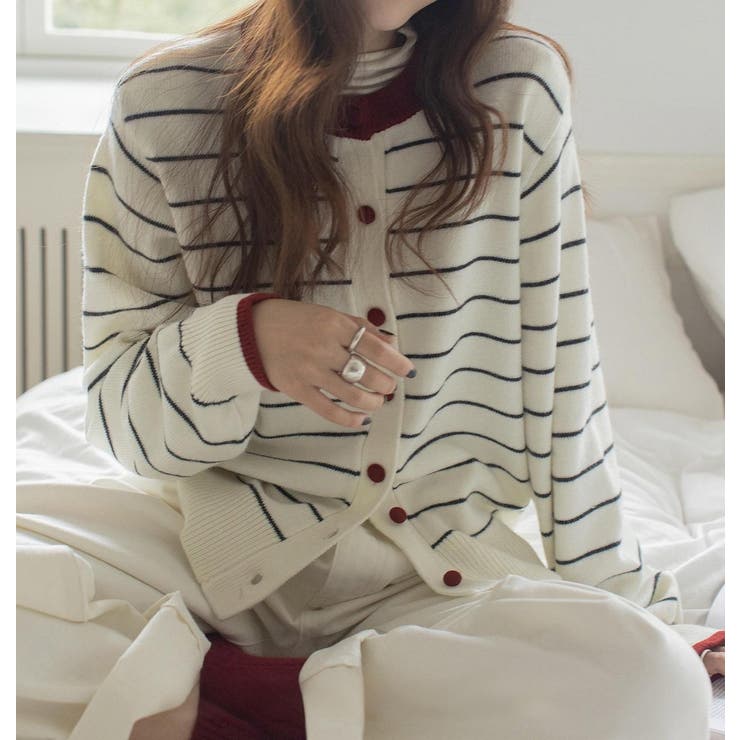 ベージュ | カラーコントラストの襟付きカーディガンジャケット | Ulysses