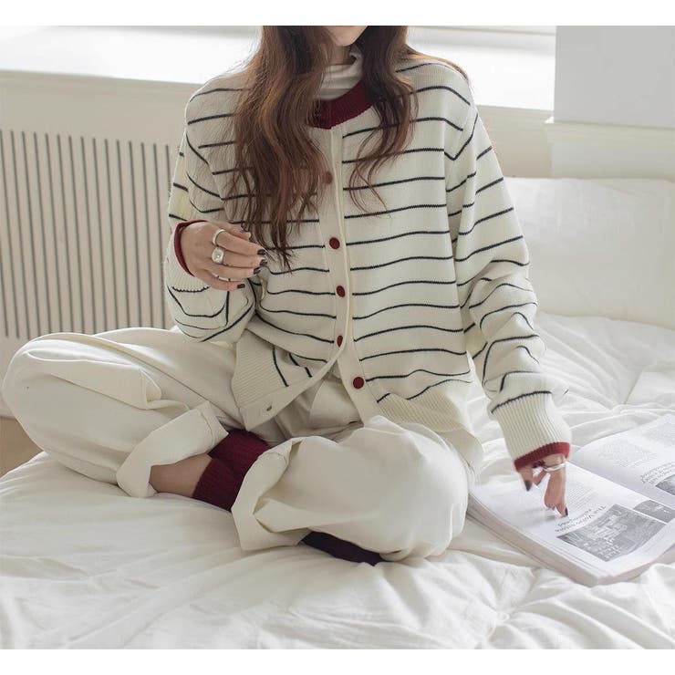 カラーコントラストの襟付きカーディガンジャケット | Ulysses | 詳細画像2 