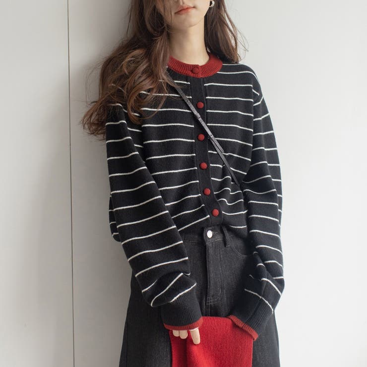 カラーコントラストの襟付きカーディガンジャケット | Ulysses | 詳細画像8 