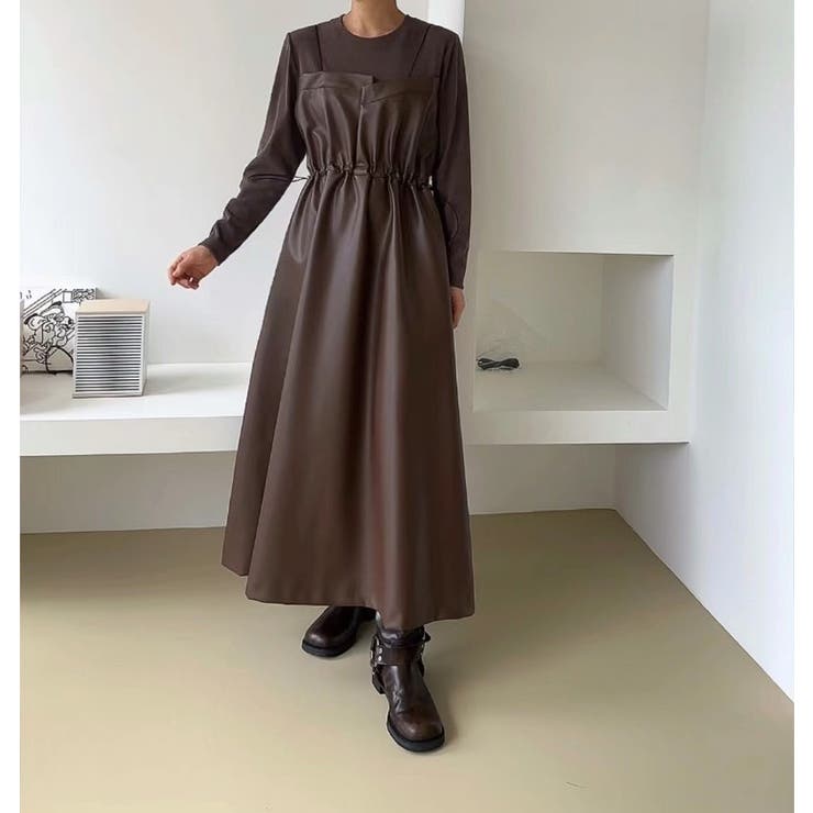 レイヤード風合成皮革ワンピース | Ulysses | 詳細画像6 