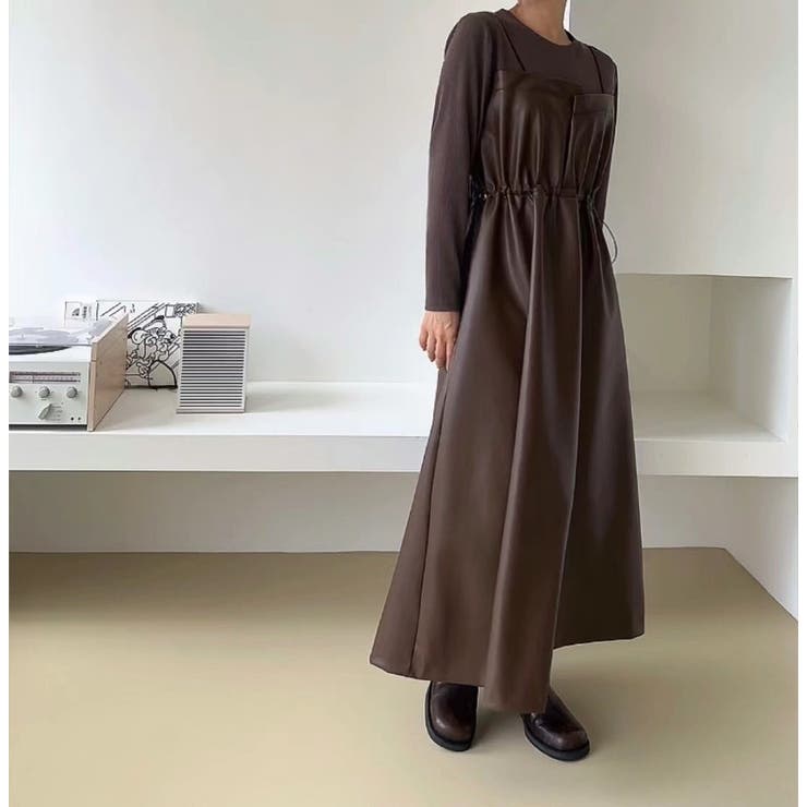 レイヤード風合成皮革ワンピース | Ulysses | 詳細画像7 