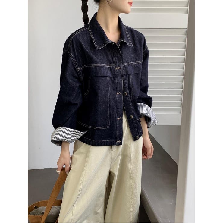 ブルー | デニムシングルブレストショートジャケット | Ulysses