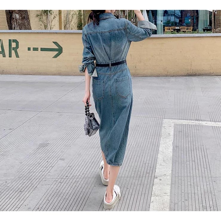 ベルト付きデニムスリット長袖ワンピース | Ulysses | 詳細画像2 