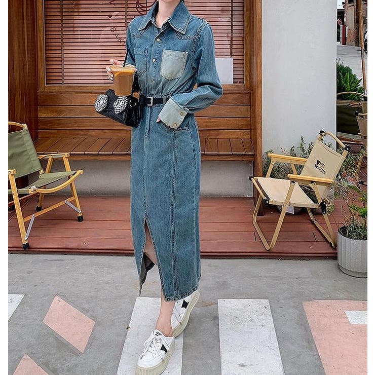 ベルト付きデニムスリット長袖ワンピース | Ulysses | 詳細画像5 