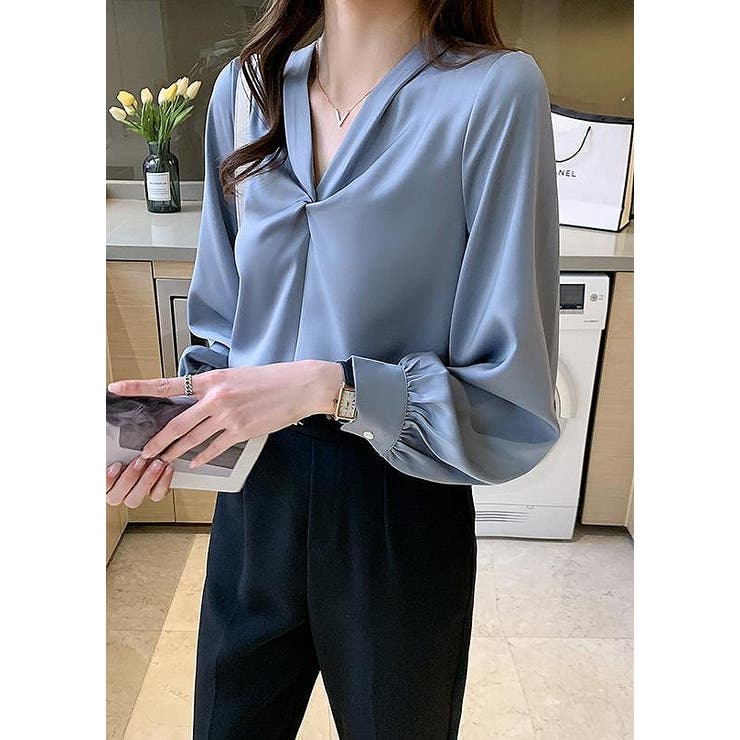 ブルー | Vネック長袖シャツ | Ulysses