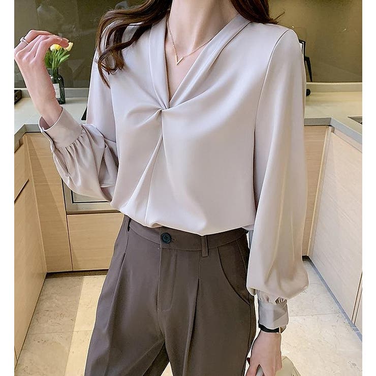 ベージュ | Vネック長袖シャツ | Ulysses