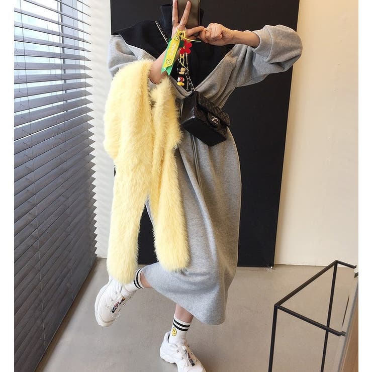 スタンドカラースウェット切り替えワンピース | Ulysses | 詳細画像1 