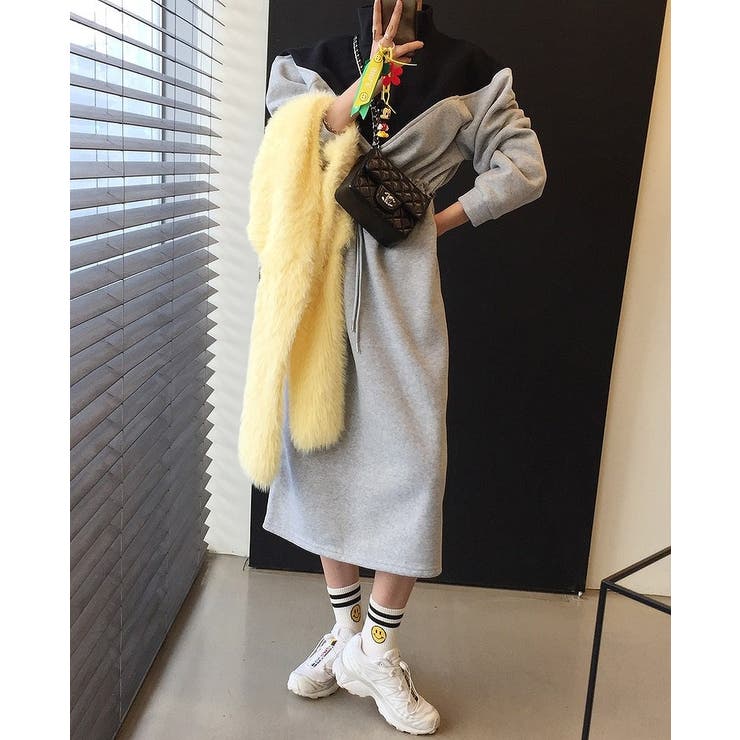 スタンドカラースウェット切り替えワンピース | Ulysses | 詳細画像2 