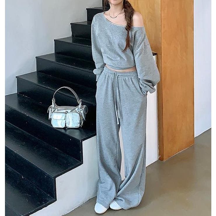 スウェットオフショルダートップスワイドパンツセットアップ | Ulysses | 詳細画像1 