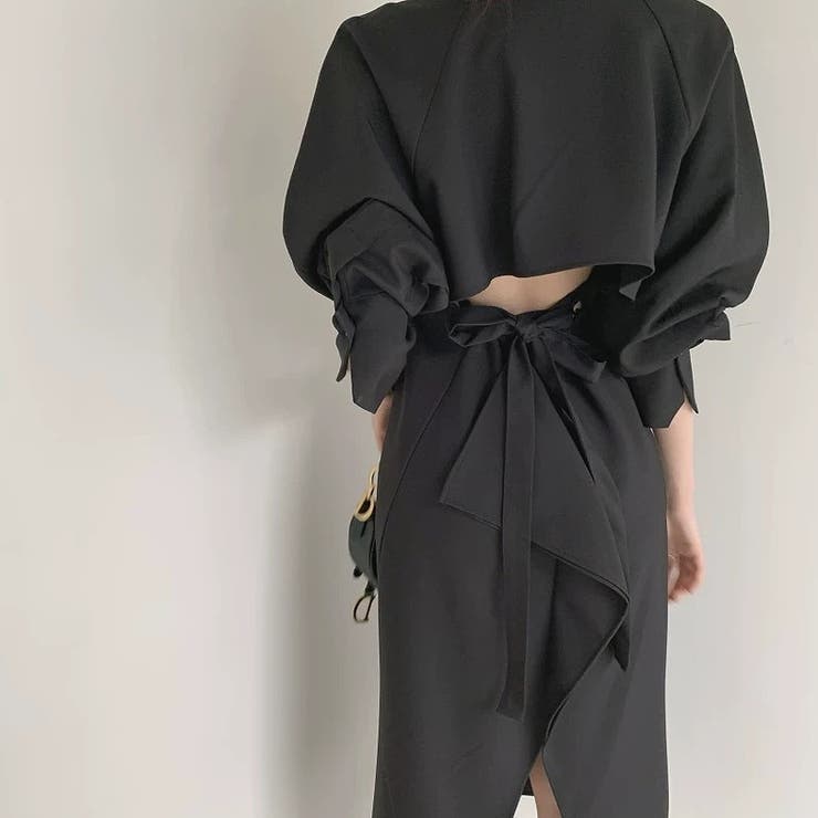 ブラック | バックリボンシャツワンピース | Ulysses