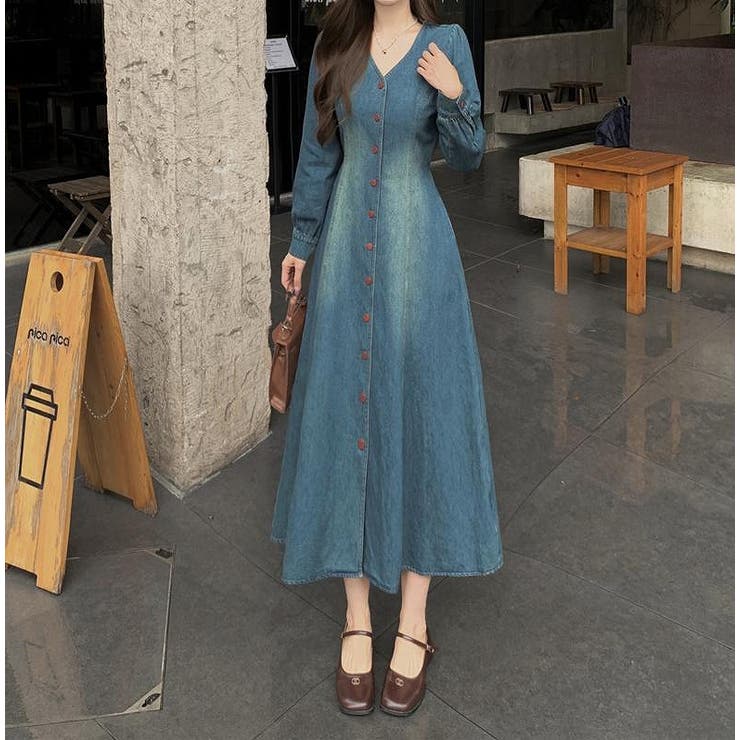 デニムシングルブレスト長袖ワンピース | Ulysses | 詳細画像2 