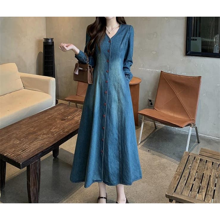 デニムシングルブレスト長袖ワンピース | Ulysses | 詳細画像3 