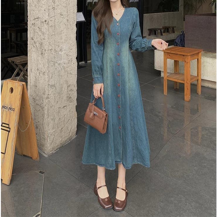 デニムシングルブレスト長袖ワンピース | Ulysses | 詳細画像4 