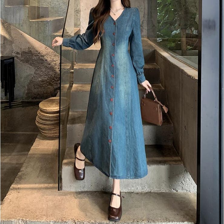 デニムシングルブレスト長袖ワンピース | Ulysses | 詳細画像7 