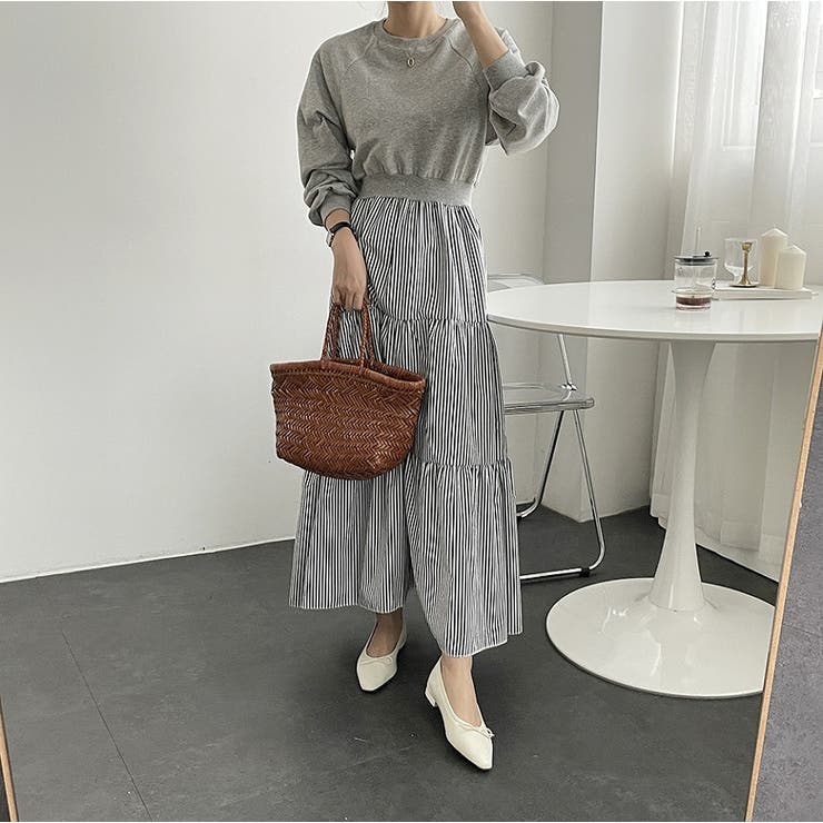 スウェット切り替えストライプワンピース | Ulysses | 詳細画像1 