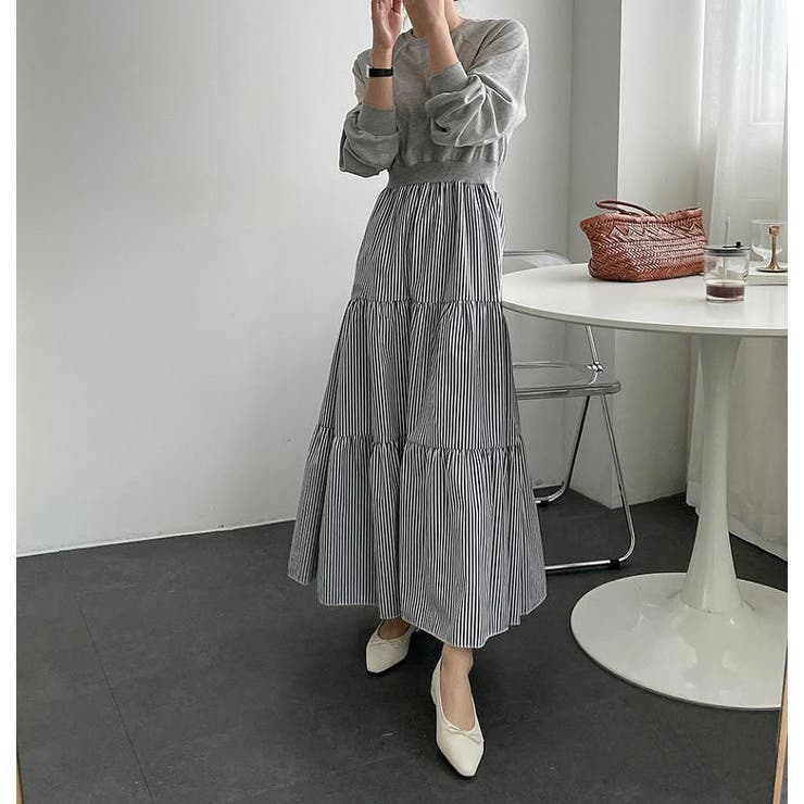 スウェット切り替えストライプワンピース | Ulysses | 詳細画像2 