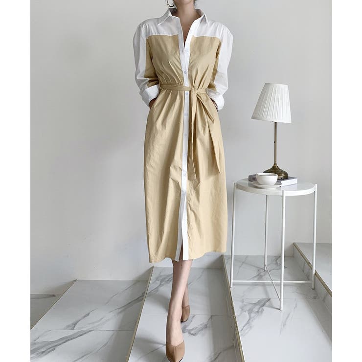 リボン配色シャツワンピース | Ulysses | 詳細画像1 