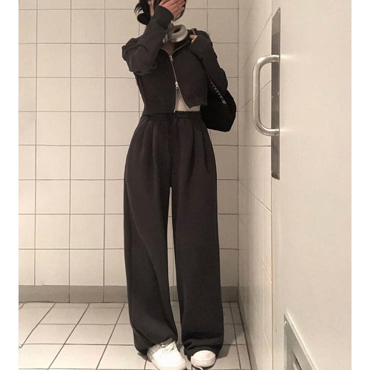 ダークグレー | ショートパーカーワイドパンツセットアップ | Ulysses