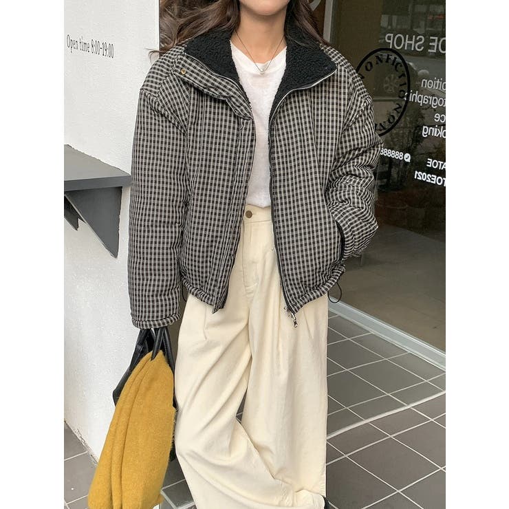 リバーシブルチェック柄羊羔毛ジャケット | Ulysses | 詳細画像3 