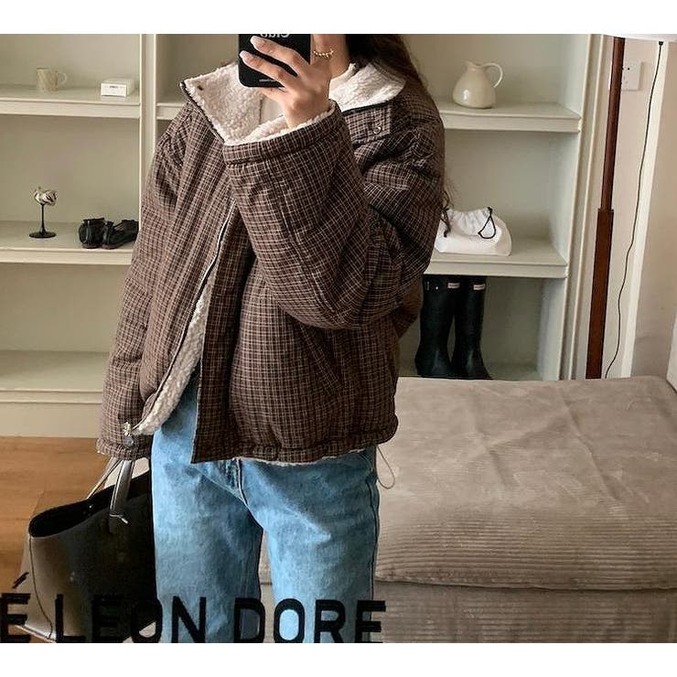 リバーシブルチェック柄羊羔毛ジャケット | Ulysses | 詳細画像10 