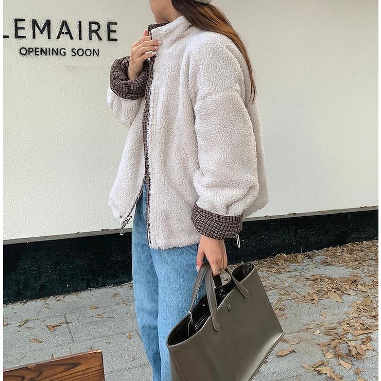 リバーシブルチェック柄羊羔毛ジャケット | Ulysses | 詳細画像13 