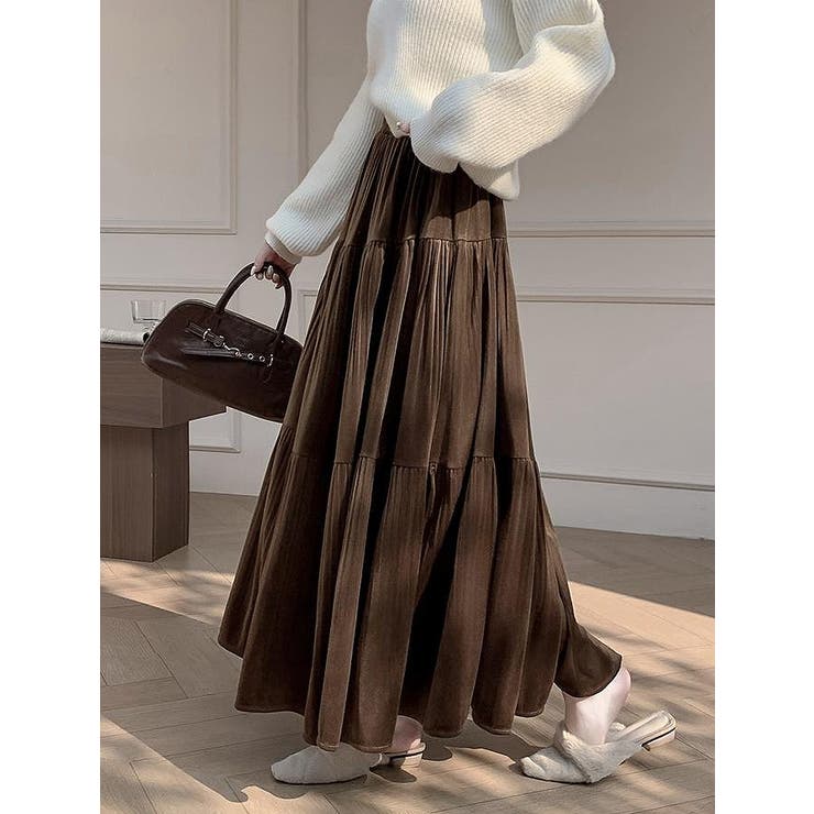 ブラウン | ベルベットプリーツスカート | Ulysses