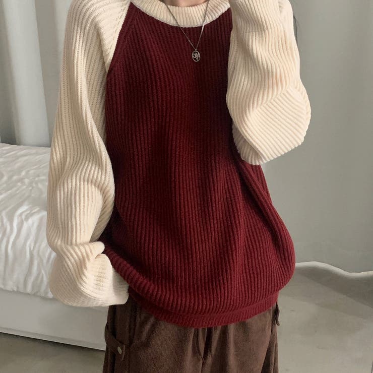 レッド | 配色セーター | Ulysses