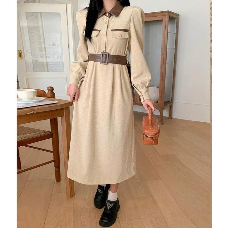 配色長袖ワンピース | Ulysses | 詳細画像1 