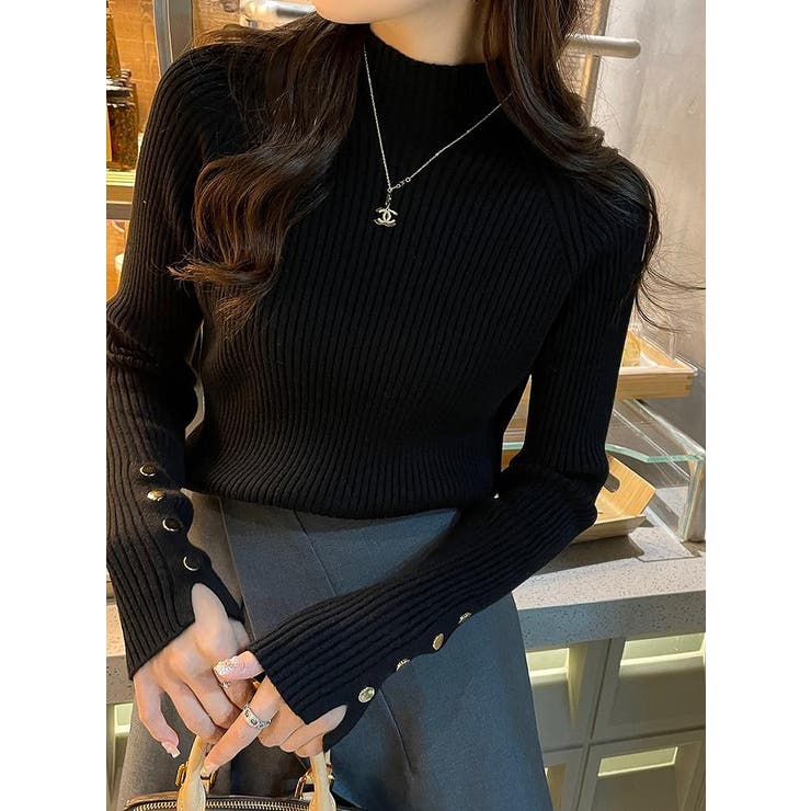 ブラック | ハーフネックニットトップス | Ulysses