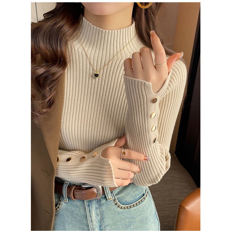 ベージュ | ハーフネックニットトップス | Ulysses