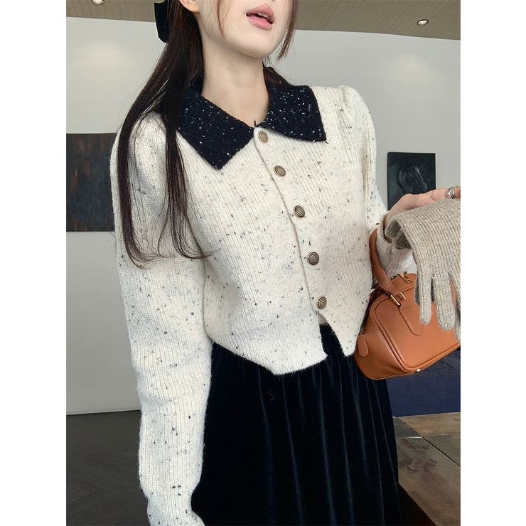 カラーコントラストの襟付きカーディガンジャケット | Ulysses | 詳細画像2 