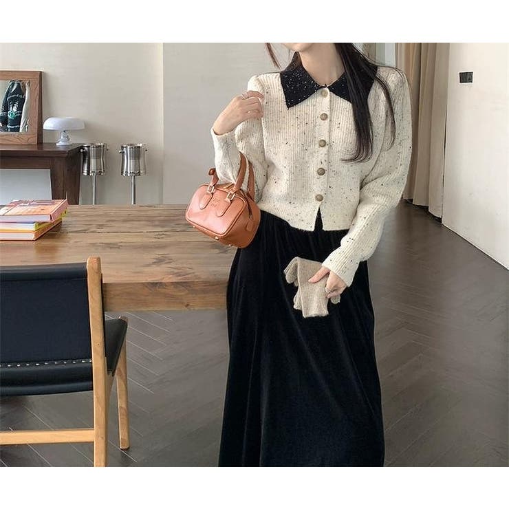 カラーコントラストの襟付きカーディガンジャケット | Ulysses | 詳細画像3 