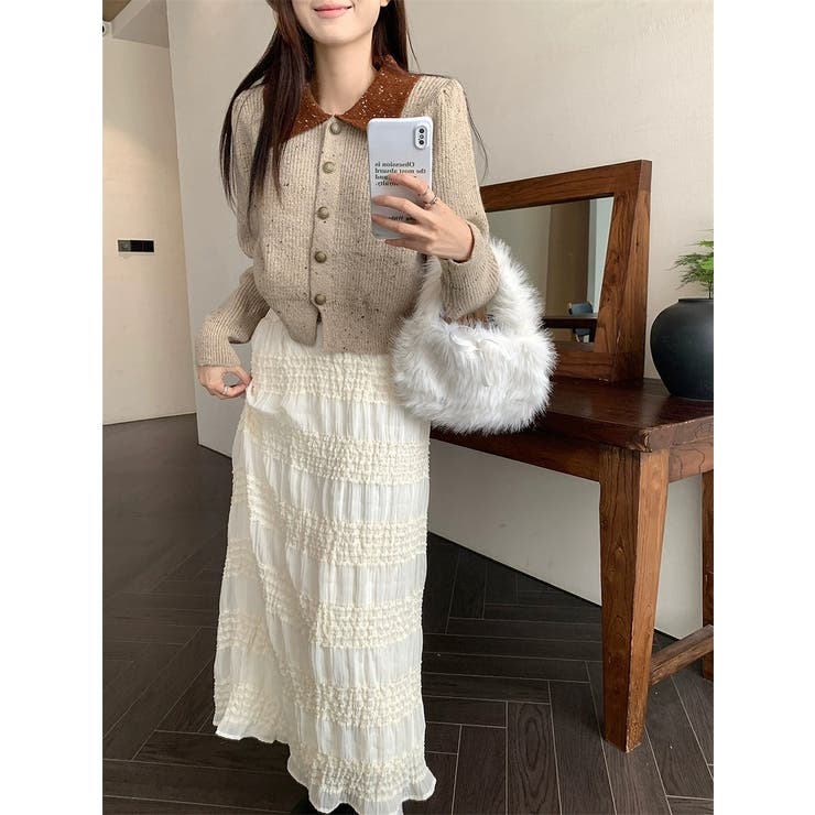 カラーコントラストの襟付きカーディガンジャケット | Ulysses | 詳細画像6 