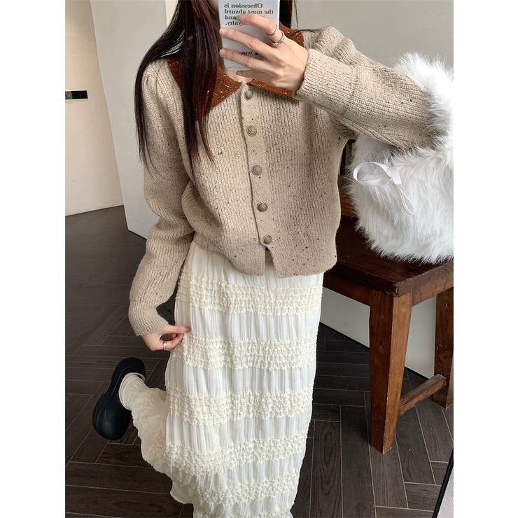 カラーコントラストの襟付きカーディガンジャケット | Ulysses | 詳細画像7 