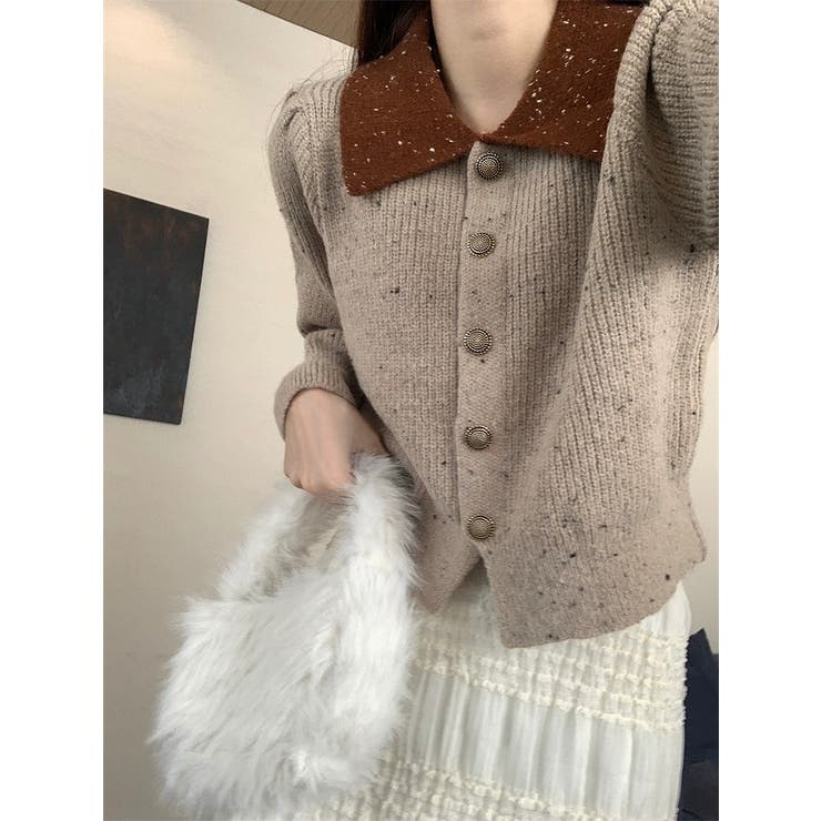 カラーコントラストの襟付きカーディガンジャケット | Ulysses | 詳細画像8 