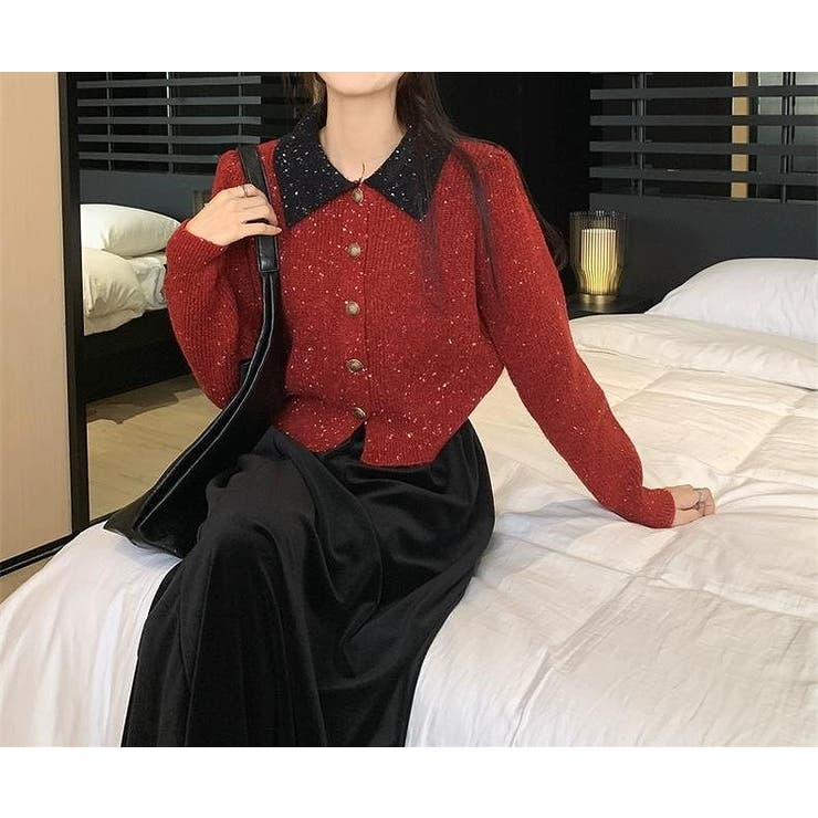 カラーコントラストの襟付きカーディガンジャケット | Ulysses | 詳細画像9 