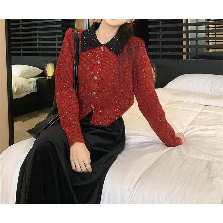 カラーコントラストの襟付きカーディガンジャケット | Ulysses | 詳細画像10 