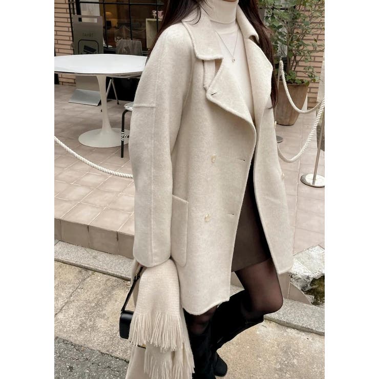 ベージュ | 襟付きダブルブレストメルトンジャケット | Ulysses